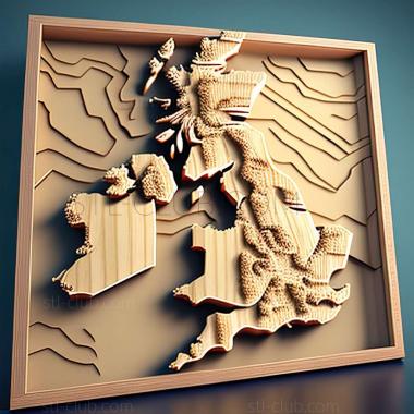 3D model Map of the citiesedit in the United Kingdom (STL)